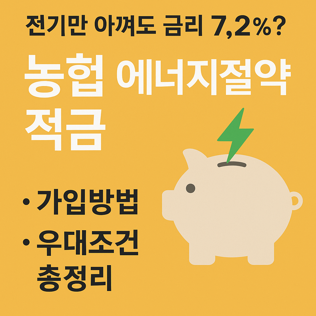 💡 전기만 아껴도 금리 7.2%? 농협 에너지절약 적금 가입 방법 및 우대 조건 총정리