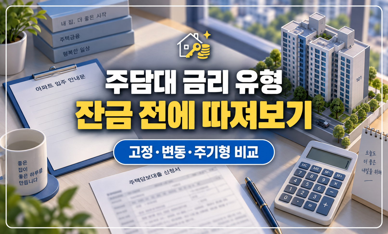 잔금 앞두고 주택담보대출 금리 유형을 고르는 책상
