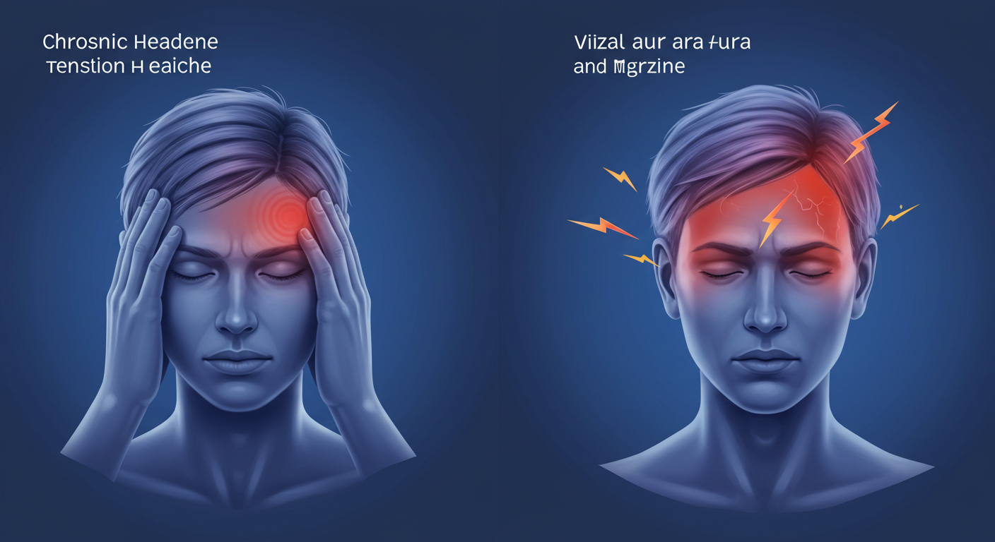만성두통과 편두통에 관한 사진