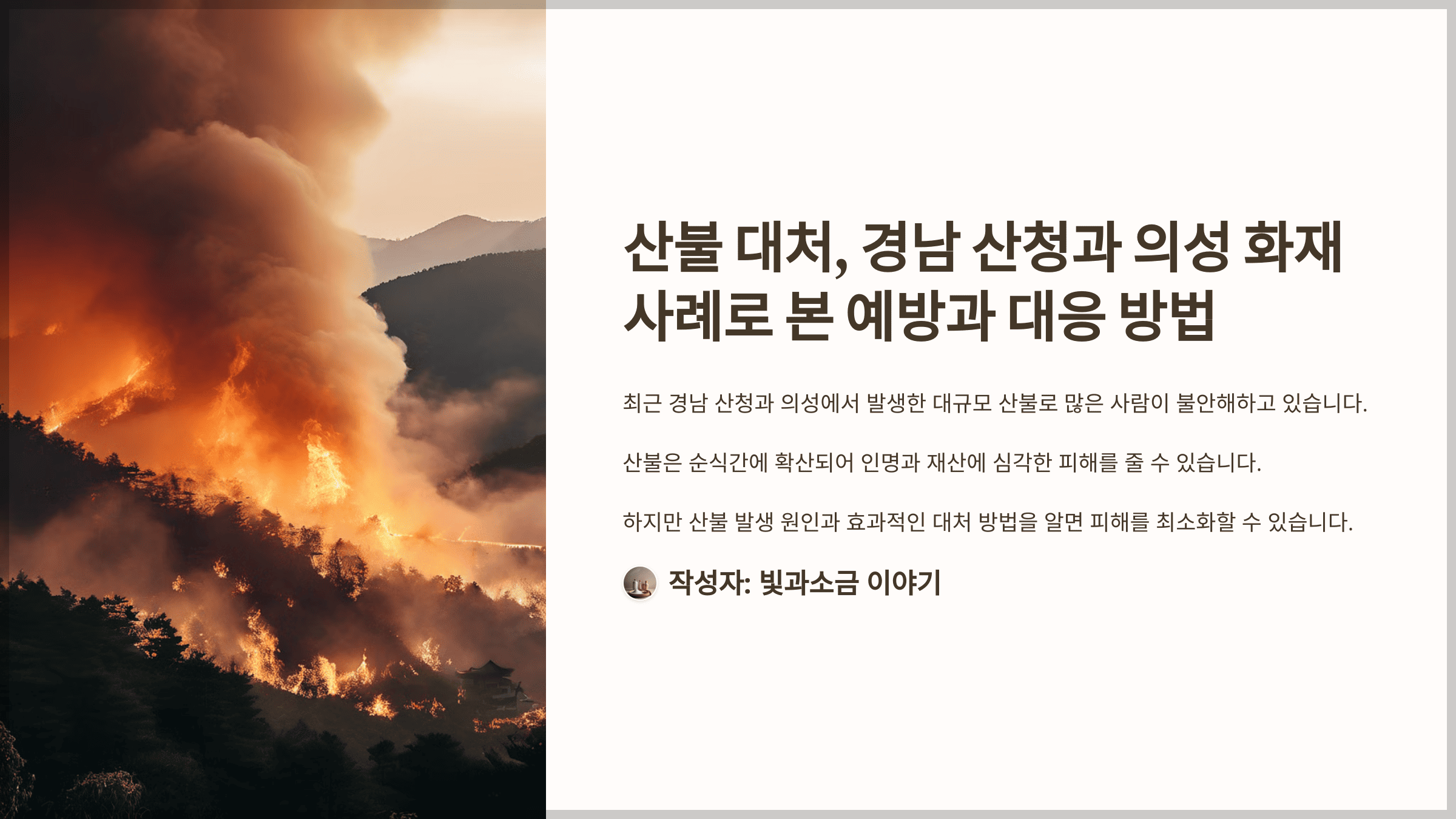 산불 대처, 경남 산청과 의성 화재 사례로 본 예방과 대응 방법