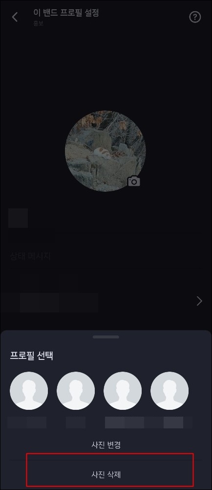 밴드 프로필 사진 삭제 확인