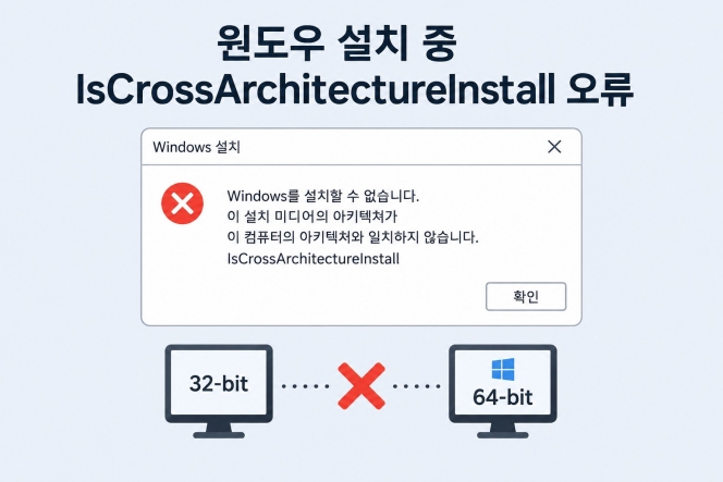 윈도우 설치하다가 IsCrossArchitectureInstall 오류 난 이유
