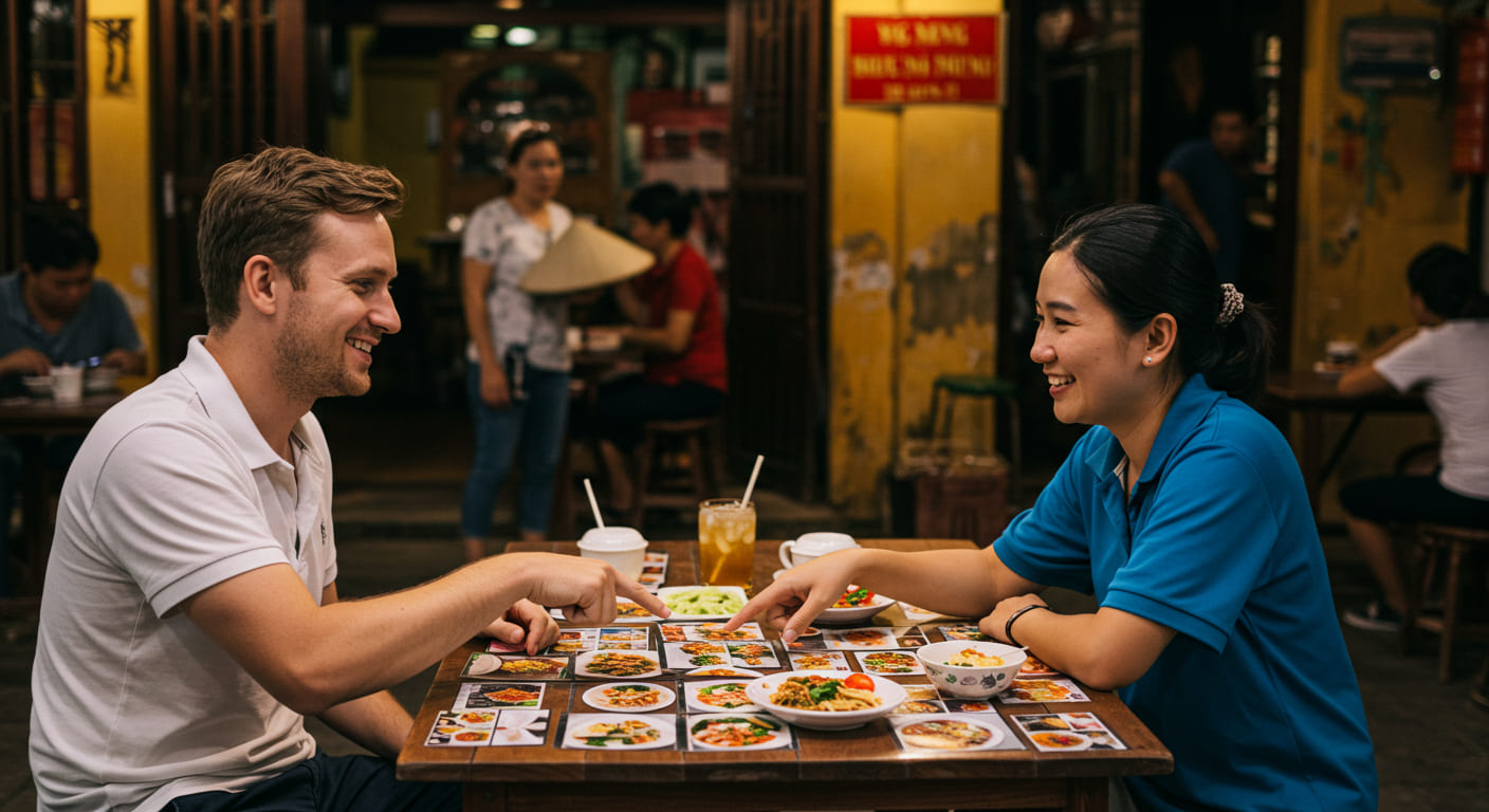메뉴 주문 – 직접 손짓이나 사진 활용