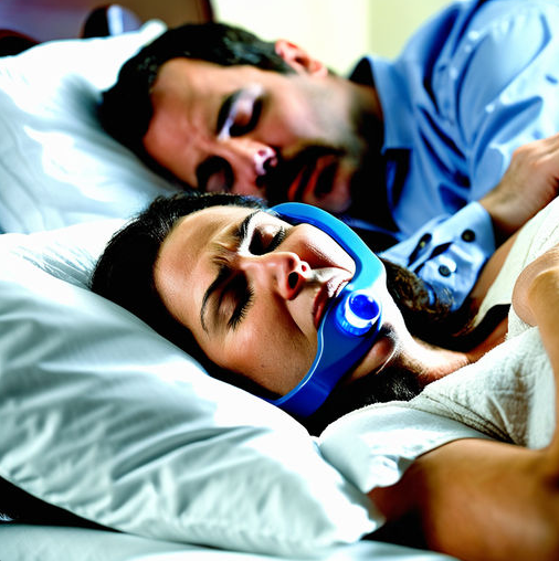 수면무호흡을 줄이기 위해 마우스가드를 착용한 여성