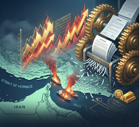 호르무즈 해협 폐쇄와 국제 유가 급등 시각화 (Hormuz Strait Closure and Oil Price Spike)