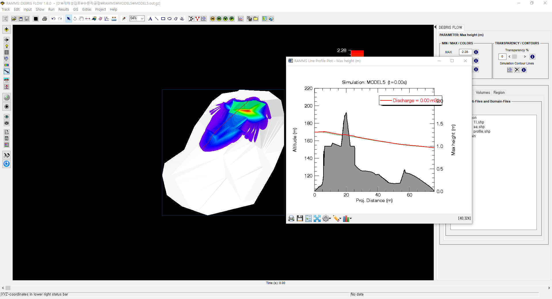 RAMMS 시뮬레이션 결과화면