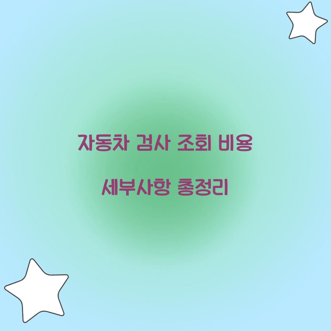 자동차 검사 조회 비용