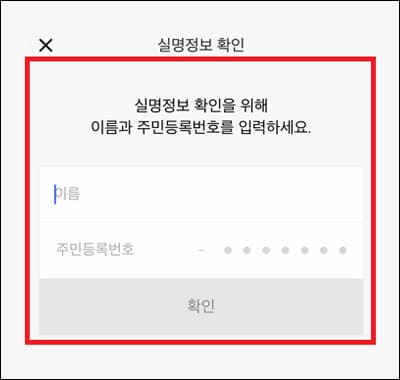 실명 정보 입력