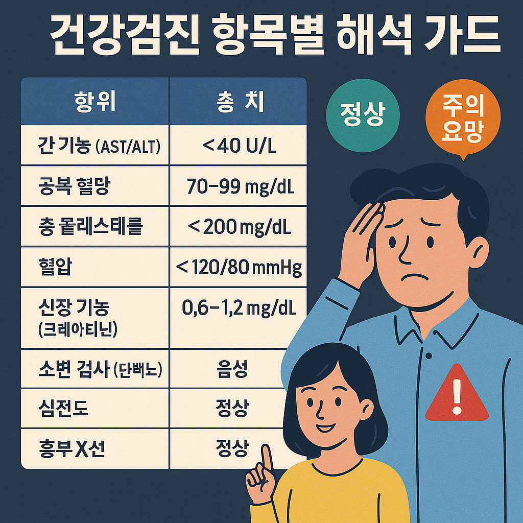 주요 건강검진 항목별 해석과 기준 수치