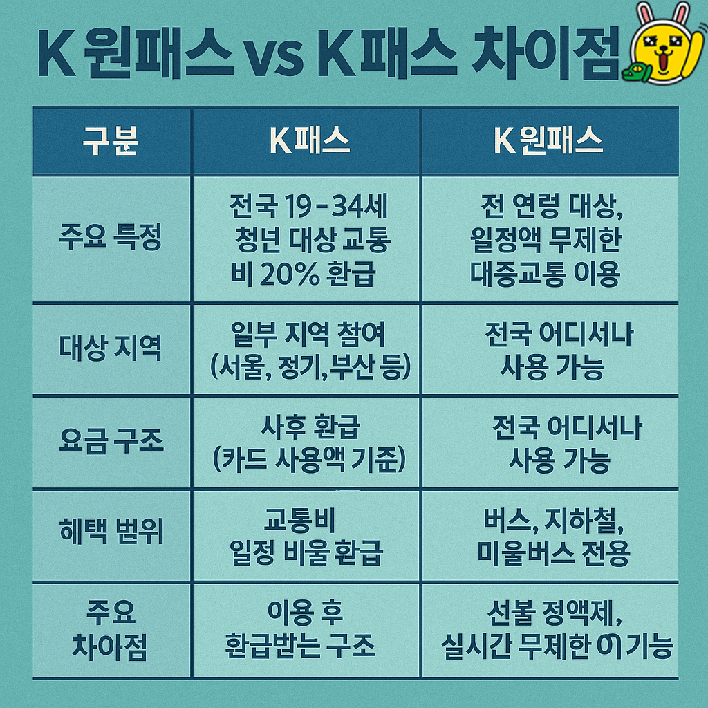 K-원패스 신청방법 및 비교 혜택 총정리! (K패스 차이점)