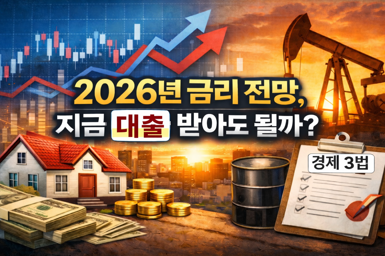 2026년 한국 금리 전망과 대출 판단, 국제 유가와 경제 3법 변수를 설명하는 대표 이미지