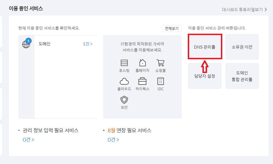 가비아-하위도메인-카페24-네임서버