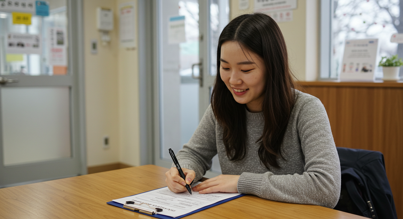 신청서 작성하는 모습