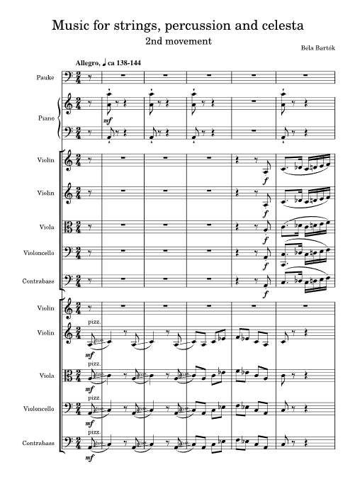 현과 타악기&amp;#44; 첼레스타를 위한 음악 관련 그림