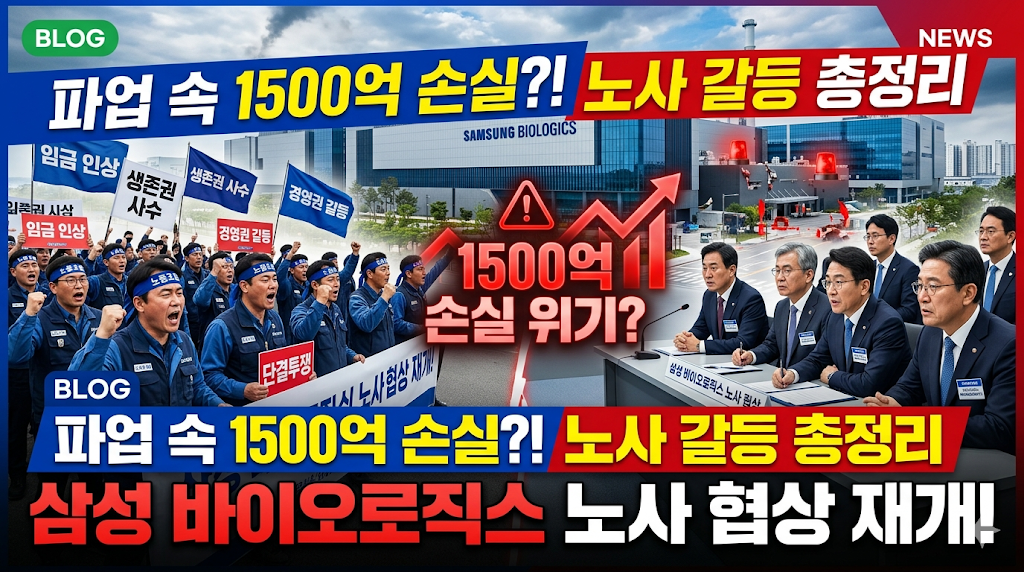 삼성 바이오로직스 파업 노사 협상 재개... 1500억 손실 속 파행 위기? 임금 및 경영권 갈등 총정리