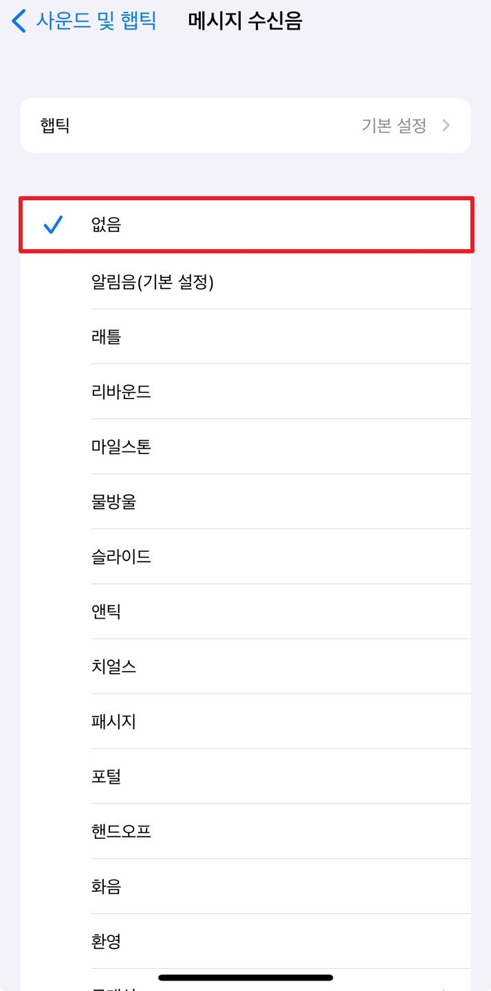 아이폰 사운드 메시지 수신음 설정