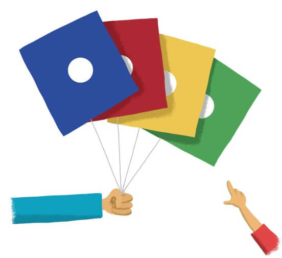 여러 가지 색깔의 연