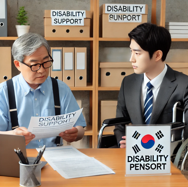 국민연금공단에서 장애연금 관련 상담을 받고 있는 모습