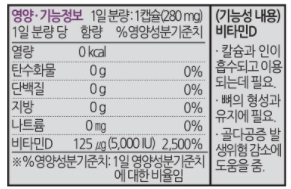 다나음 비타민D3 원재료명