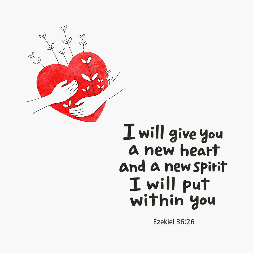 Today's Bible verse card Ezekiel 36:26 scripture image