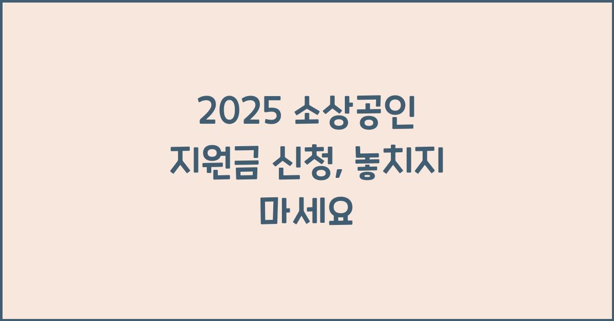 2025 소상공인 지원금 신청