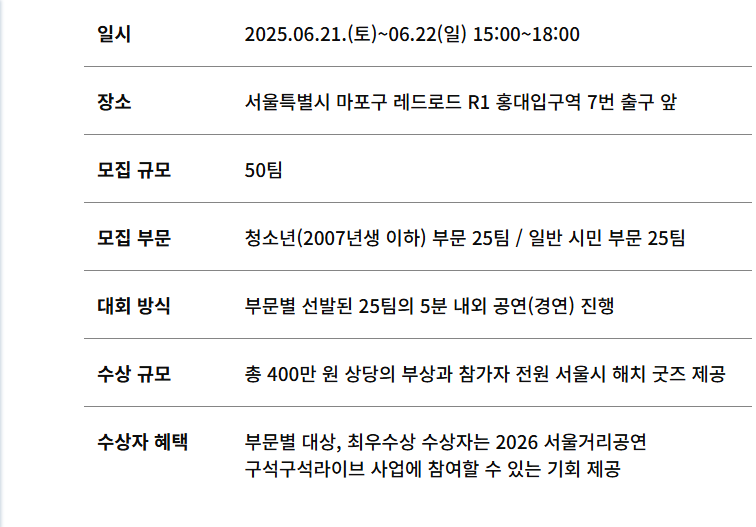 나도 버스커 페스티벌 서울버스킹정보 일정