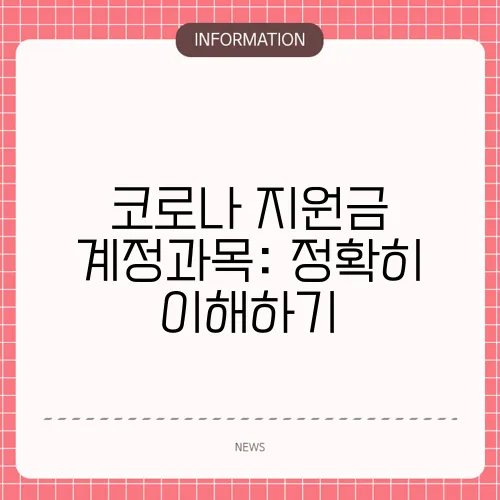 코로나 지원금 계정과목: 정확히 이해하기