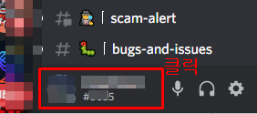 디스코드 좌측 하단에 아이디#1234 로 되어있는 부분 강조