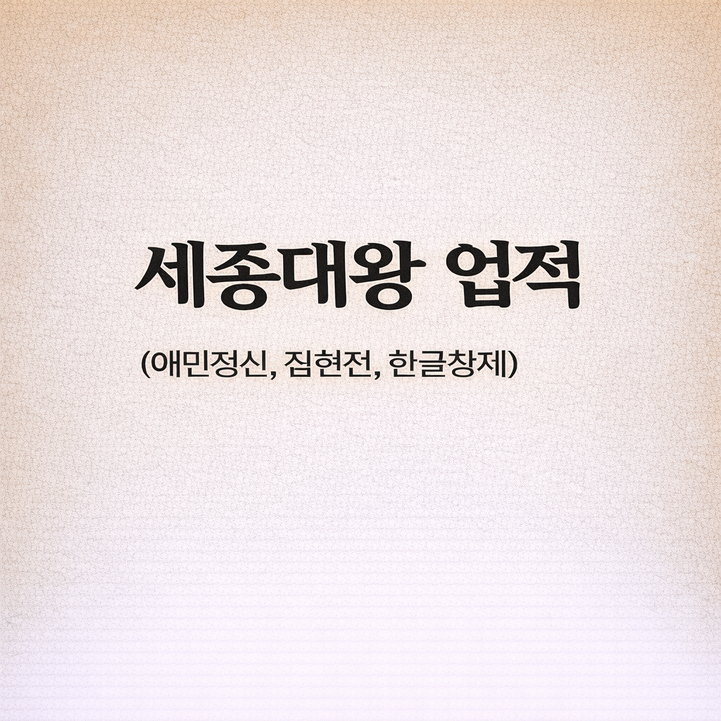 세종대왕 업적 (애민정신, 집현전, 한글창제)