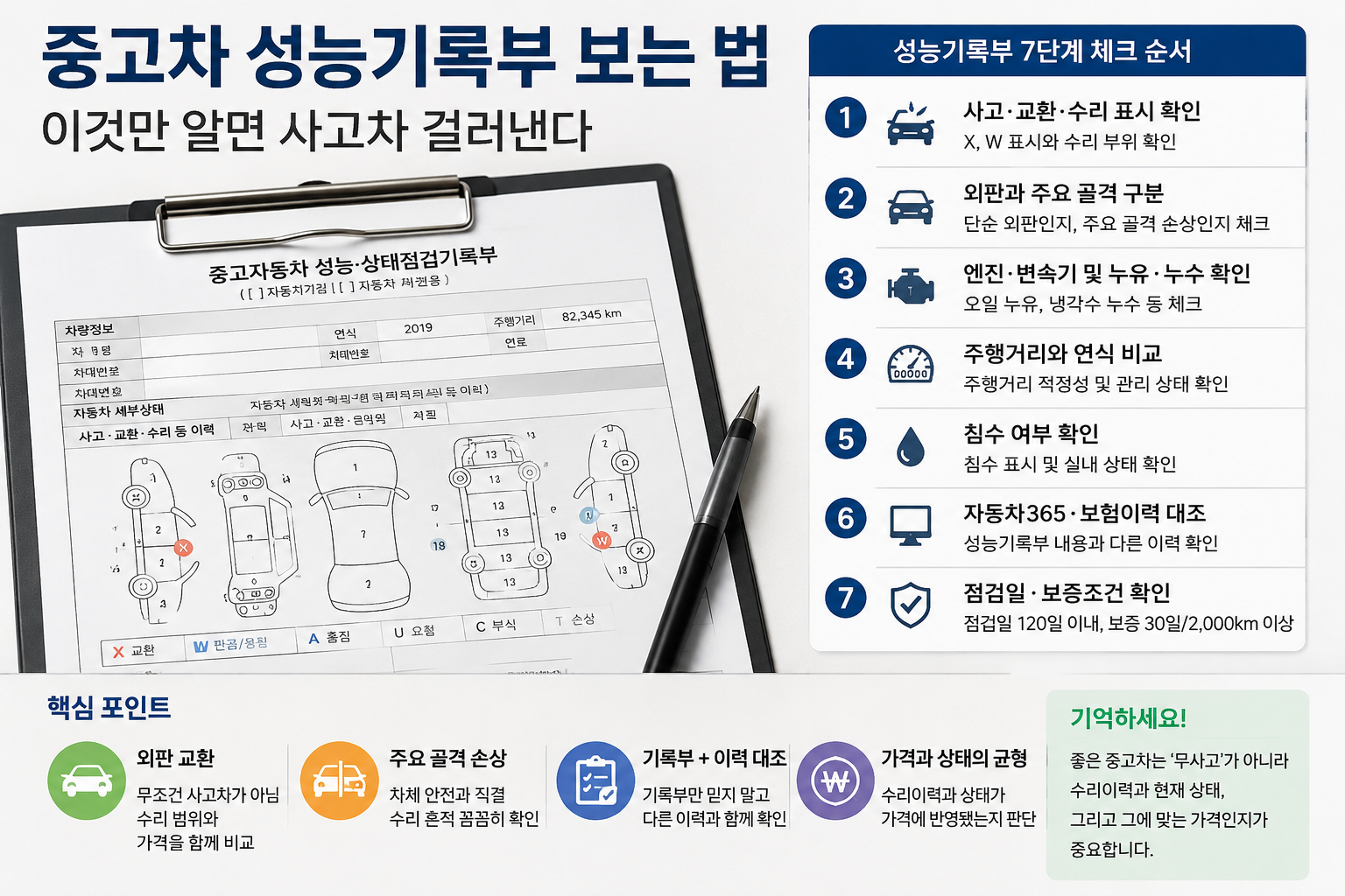 중고차 성능기록부 보는 법, 딜러 말보다 먼저 확인할 7가지
