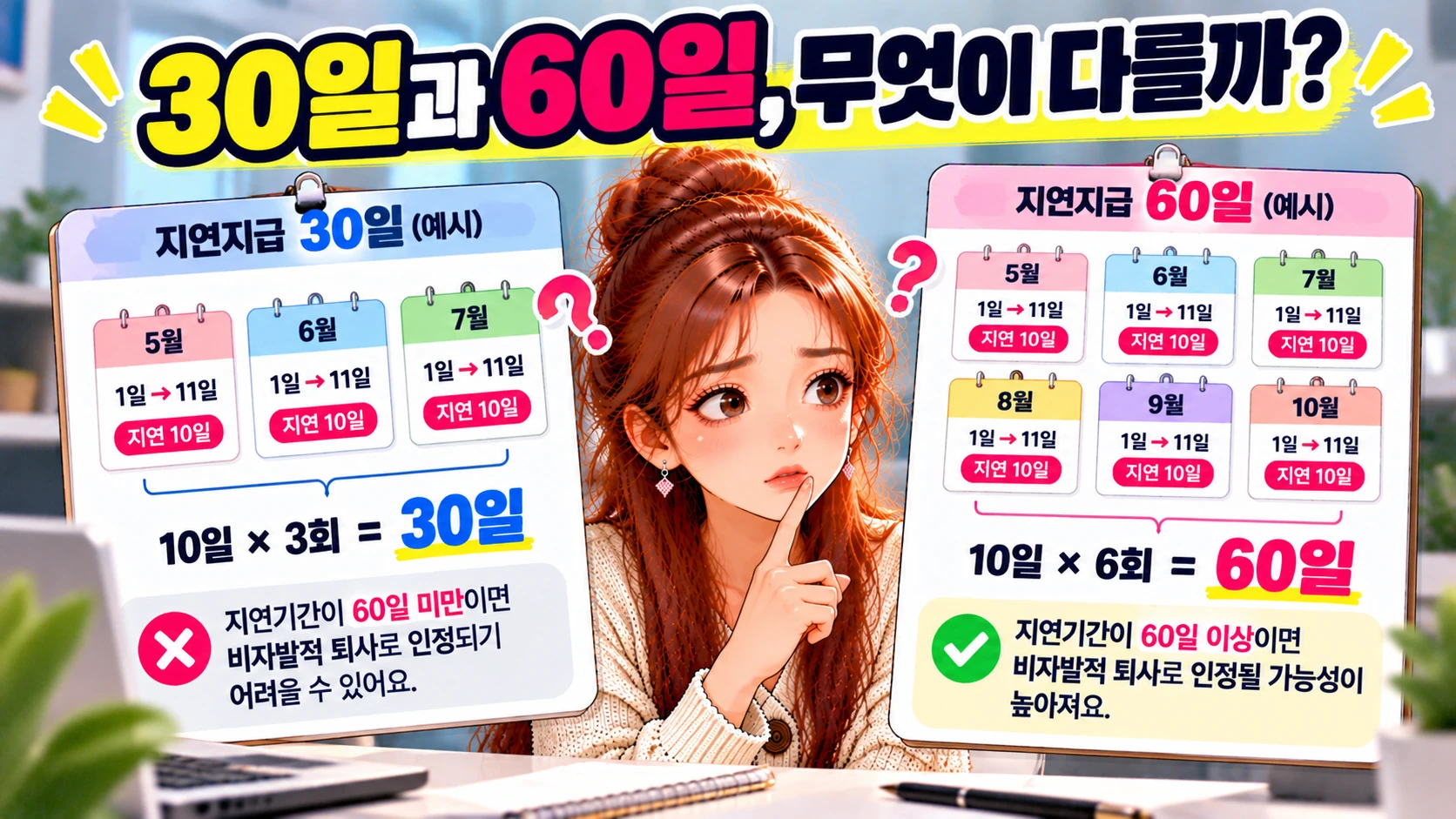 실업급여-지연지급-30일60일비교