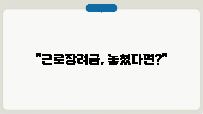 근로장려금 놓쳥8 기월 확인
