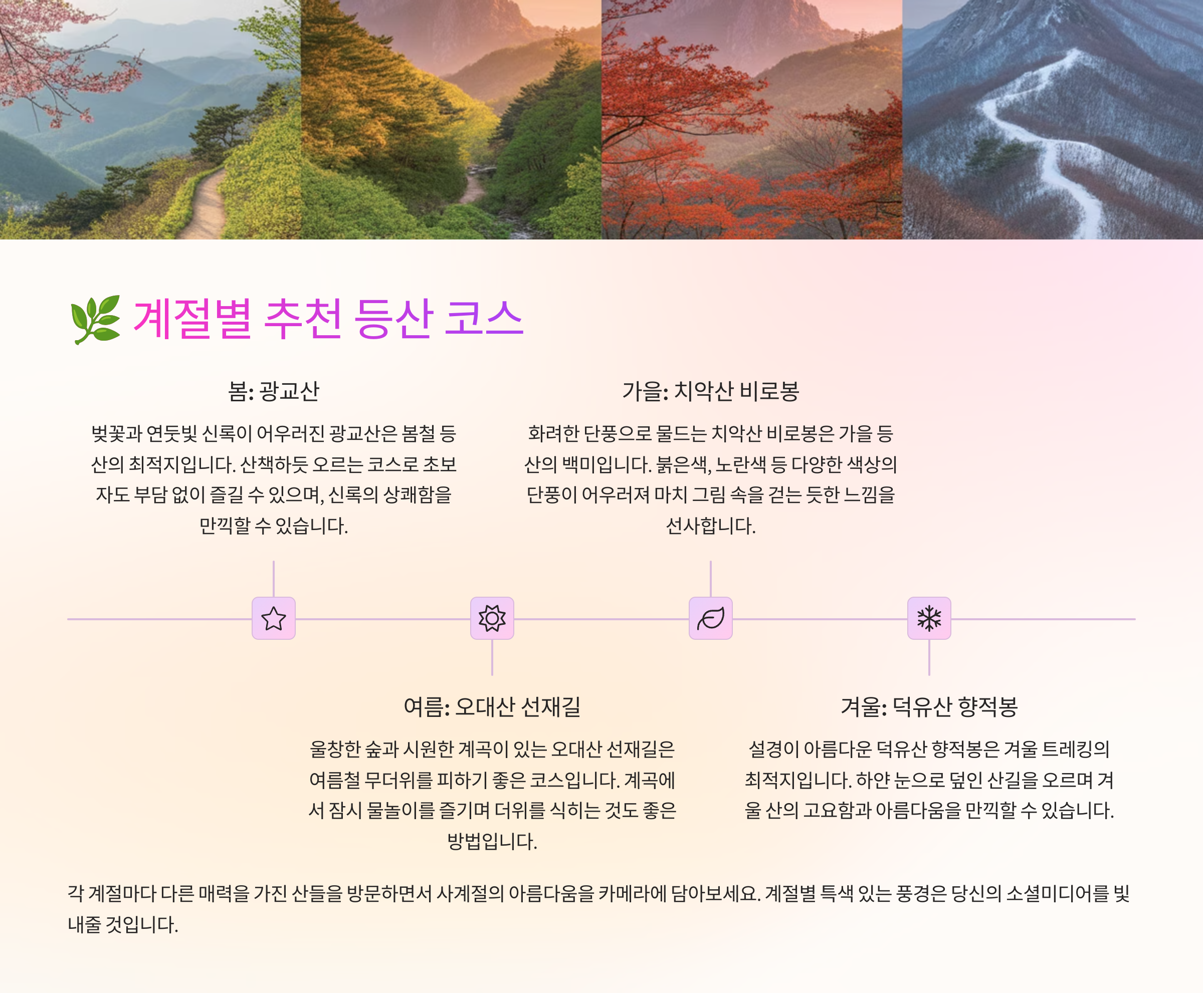 🌿 계절별 추천 등산 코스