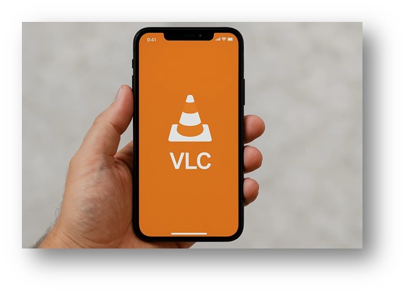 VLC 앱을 스마트폰에 설치해서 실행하는 화면
