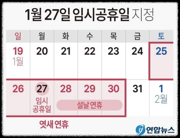 1월 27일 임시공휴일 확정! 꿀같은 설 연휴 준비하기