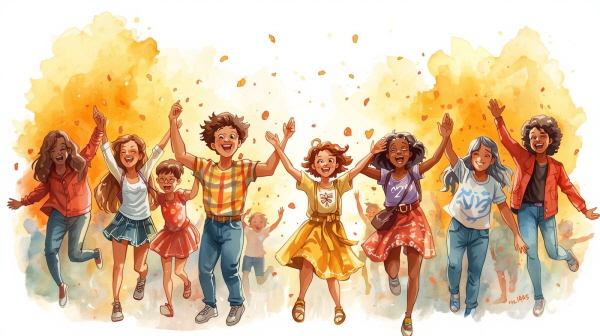 ESFP는 따뜻하고 활기찬 에너지를 바탕으로, 주변 사람들과의 즐거운 상호작용을 통해 삶을 풍성하게 만드는 유형입니다. 순간의 즐거움과 감정에 충실하며, 타인에게 행복을 전하는 데 자연스러운 재능을 가진 이들입니다에 관한 그림