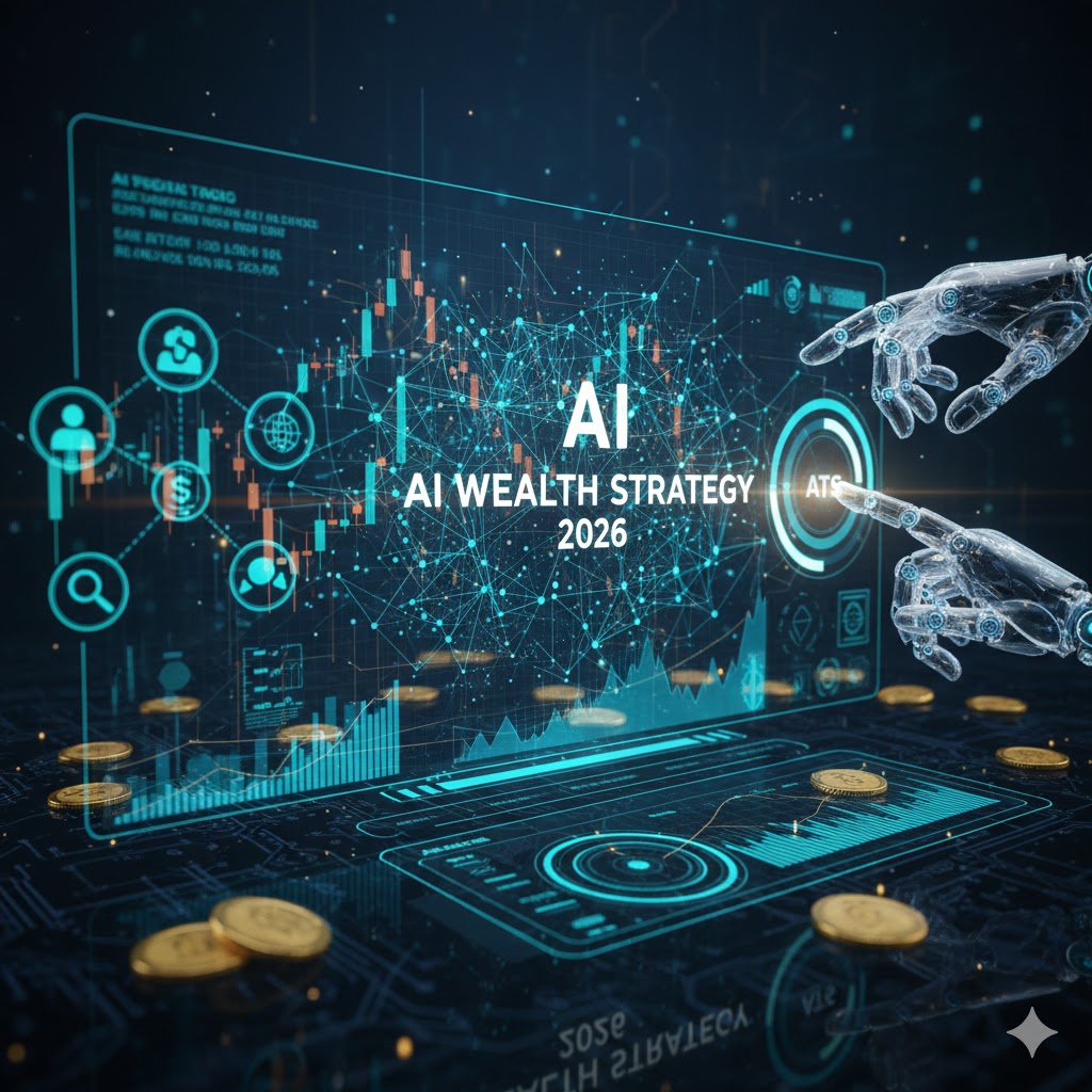 A sophisticated AI-driven financial dashboard representing the future of wealth management in 2026.
