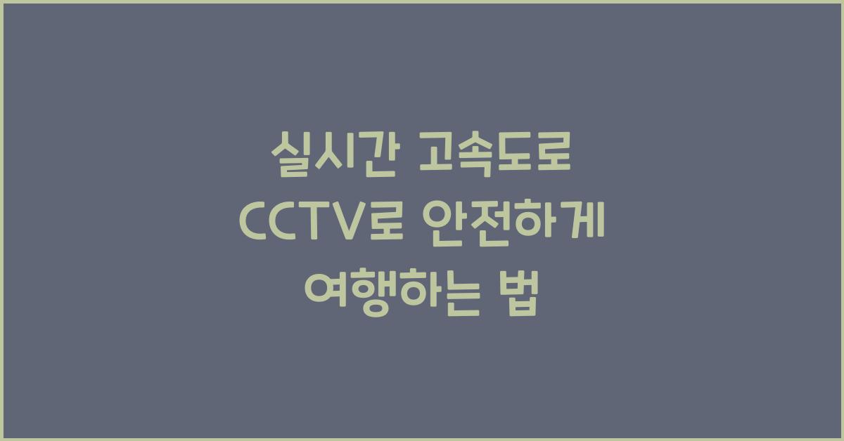 실시간 고속도로 cctv