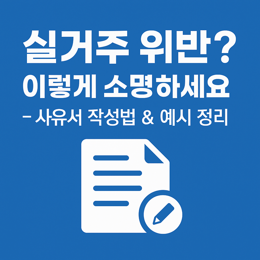 📘 실거주 위반? 이렇게 소명하세요 – 사유서 작성법 &amp; 예시 정리