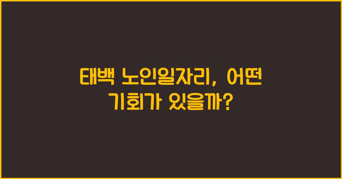 태백 노인일자리