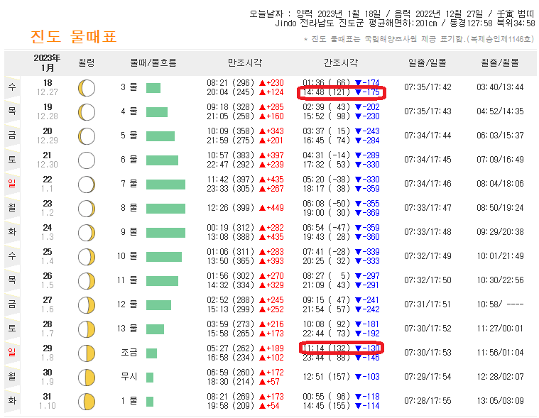진도-물때