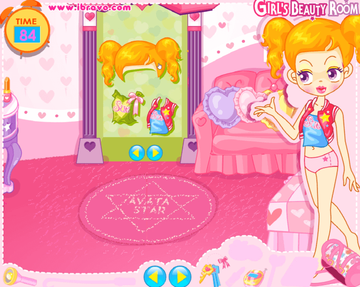 슈의-외출준비-숨은그림찾기-플래시게임-플레이-슈가-노란색-가발을-착용한-화면