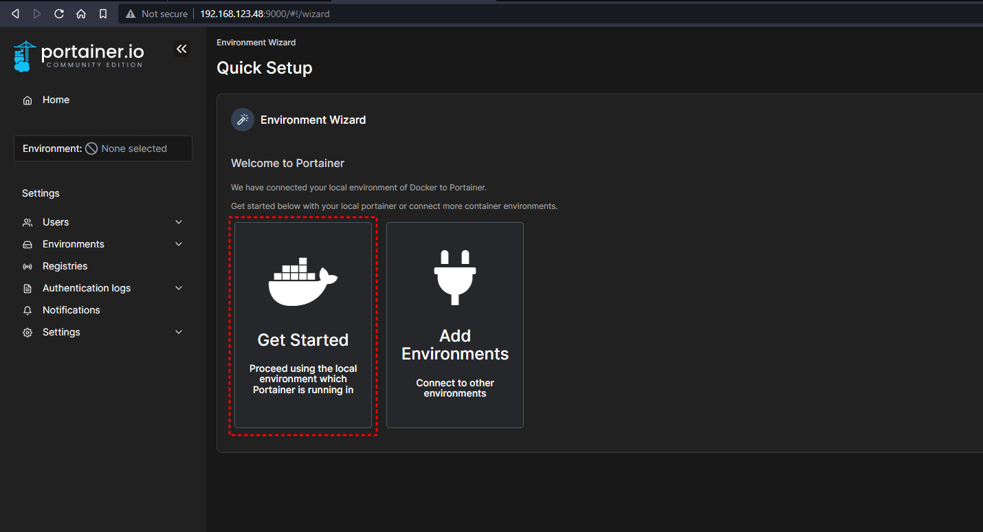 portainer quick setup