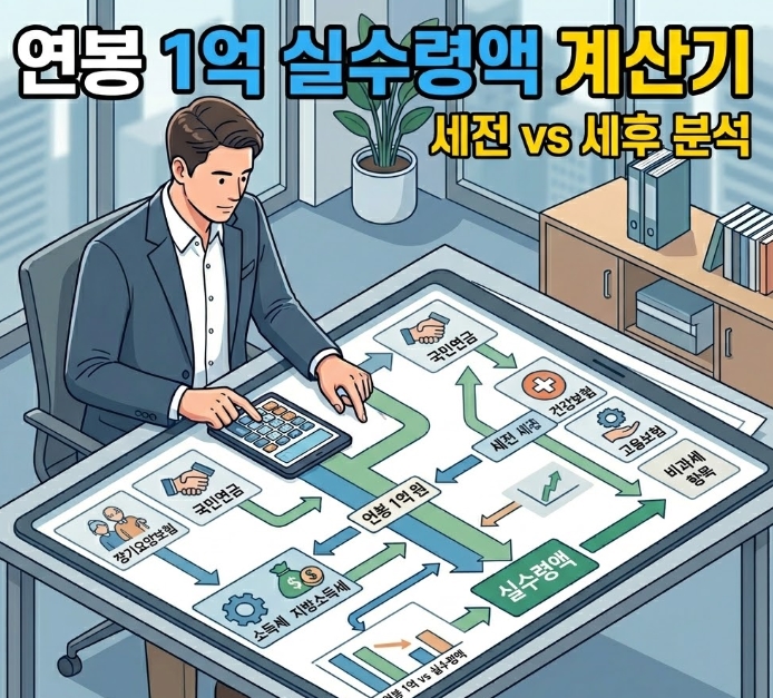 연봉 1억 실수령액 계산기 세후 계산 방법