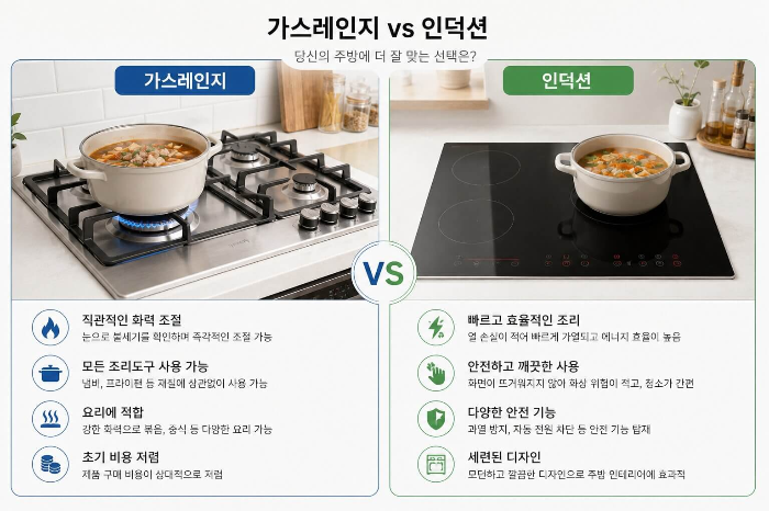 가스레인지와 인덕션 비교