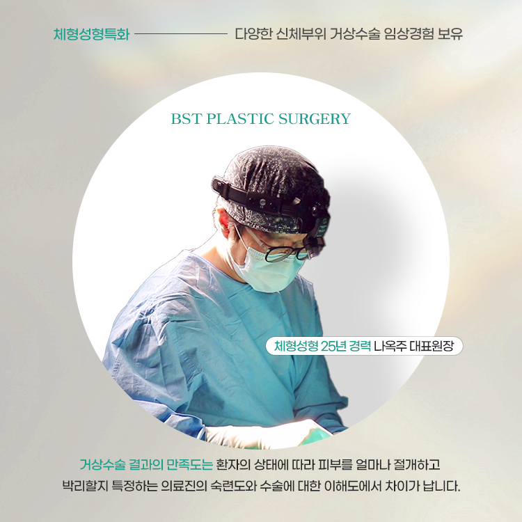 거상수술 결과의 만족도는 환자의 상태에 따라 피부를 얼마나 절개하고 박리할지 특정하는 의료진의 숙련도와 수술에 대한 이해도에서 차이가 납니다.