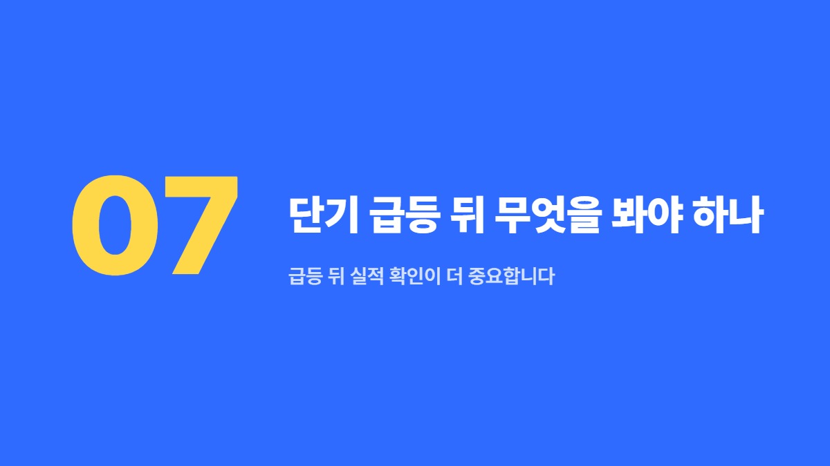 단기 급등 뒤 무엇을 봐야 하나 — 급등 뒤 실적 확인이 더 중요합니다