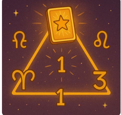 타로·별자리·숫자 삼각 마법진 / Triangle magic circle with tarot, zodiac, numbers