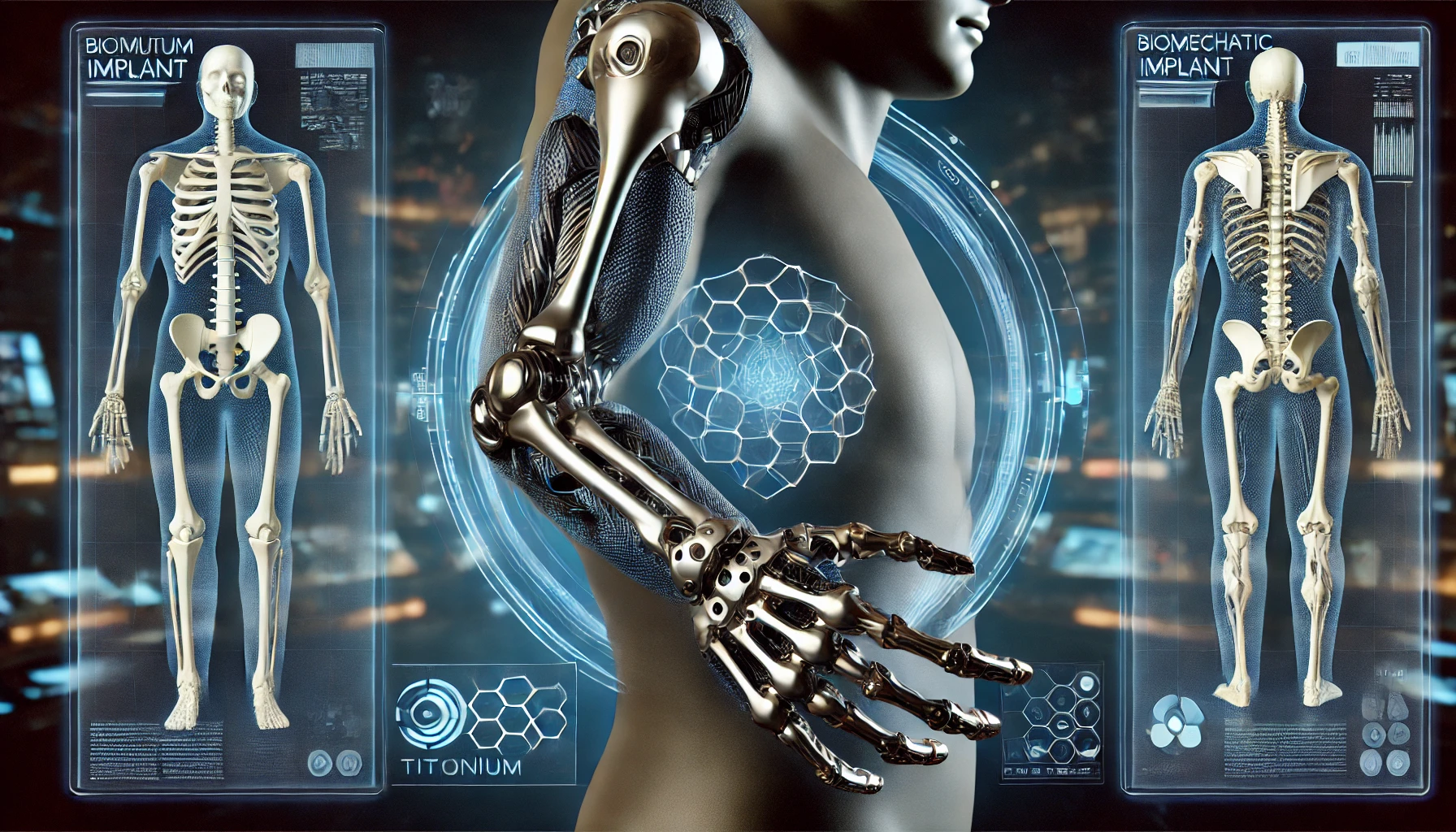 바이오메카니컬 임플란트가 인간의 팔다리에 통합된 모습