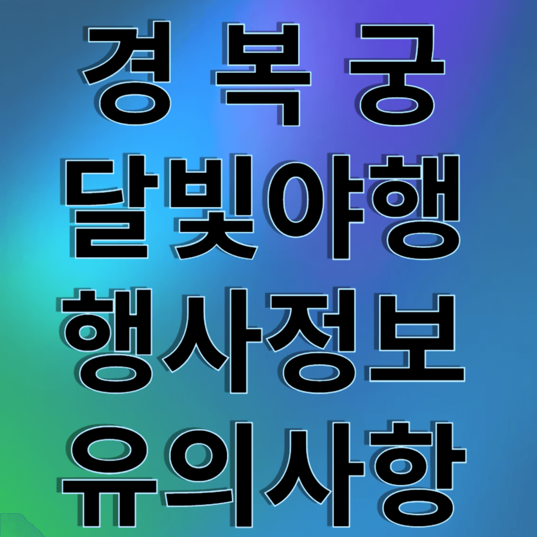 경복궁달빛야행 행사정보유의사항